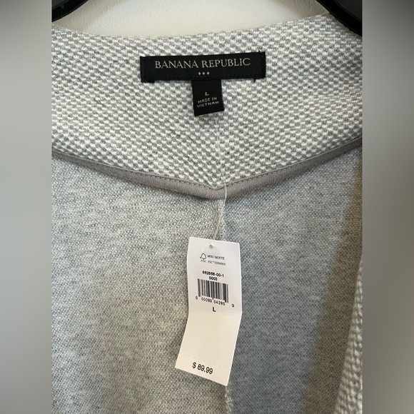 Banana Republic Pique Kit Cardigan Jacket Light Gray, Size L - Picture 5 of 9